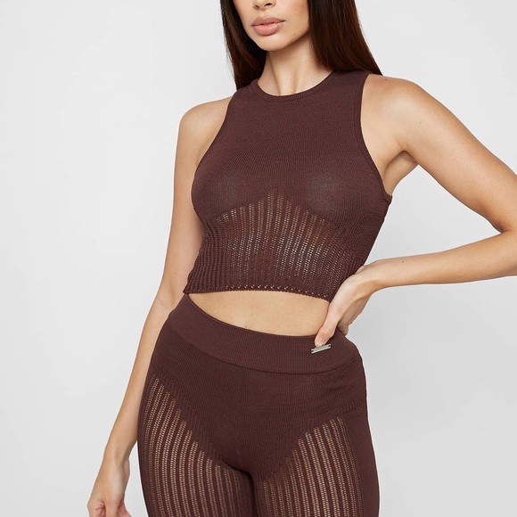 KNITTED CROP TOP - BROWN - Picture 2 of 2